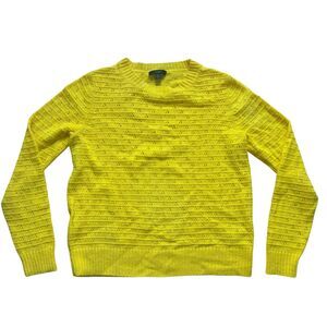 J. Crew Women’s Eyelet Crochet Yellow Lightweight Wool Blend Sweater- Size M